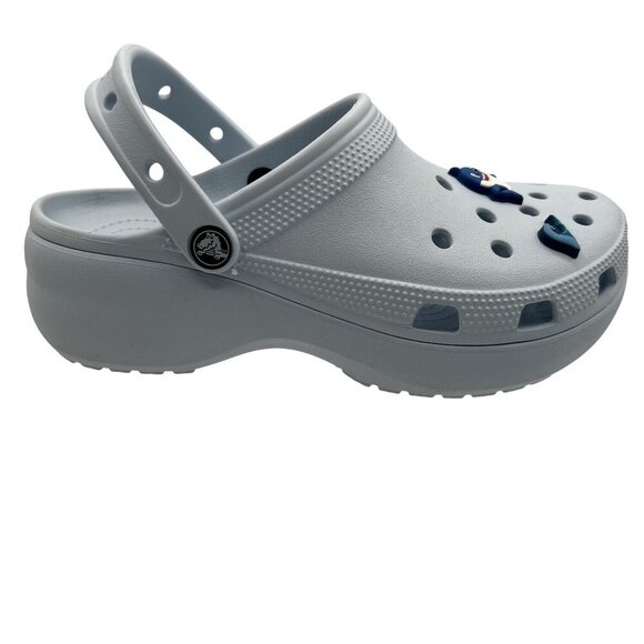 Crocs Womens W9 Classic Clogs Shark Wave Planet Charms Dr Nurse Shoes Baby Blue - Picture 11 of 11